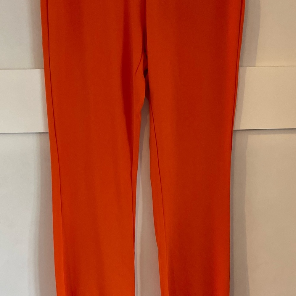 Neon Orange Solid Flare Leg Pants